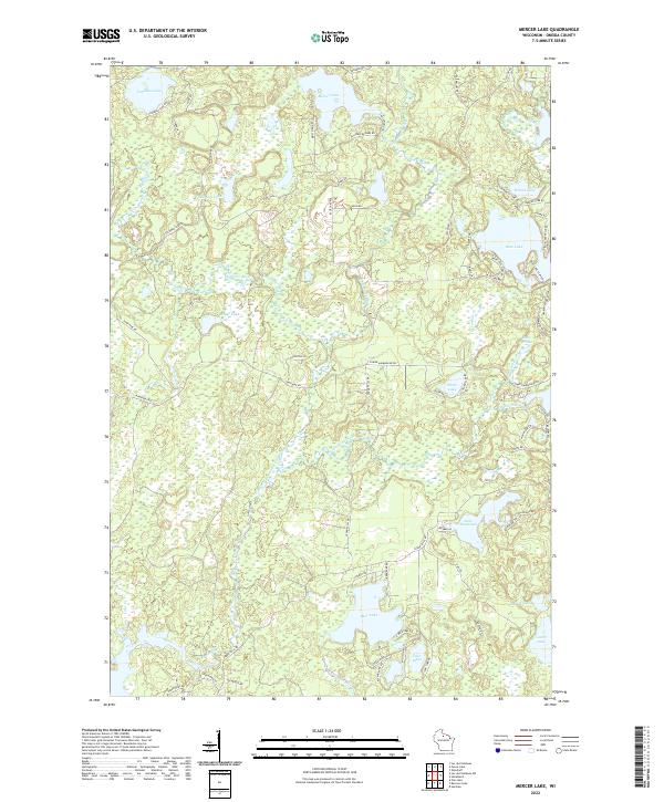 US Topo 7.5-minute map for Mercer Lake WI