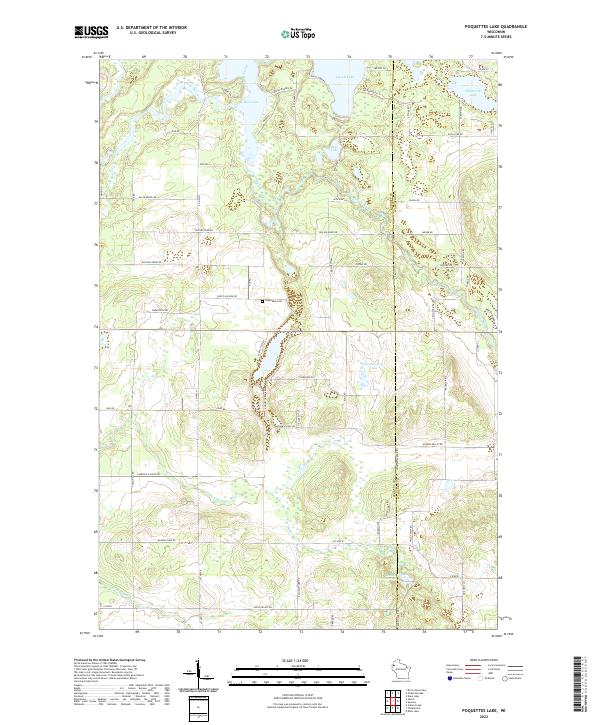 US Topo 7.5-minute map for Poquettes Lake WI