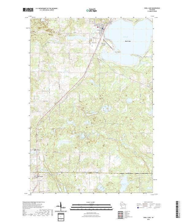 US Topo 7.5-minute map for Shell Lake WI