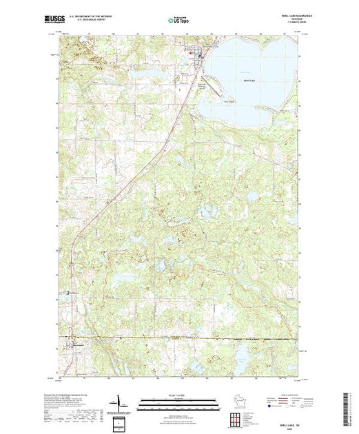 US Topo 7.5-minute map for Shell Lake WI – American Map Store