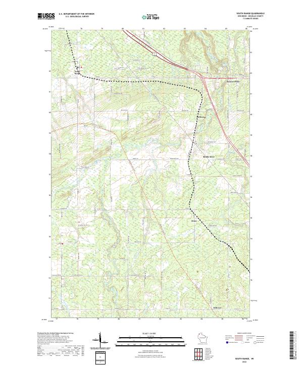 US Topo 7.5-minute map for South Range WI
