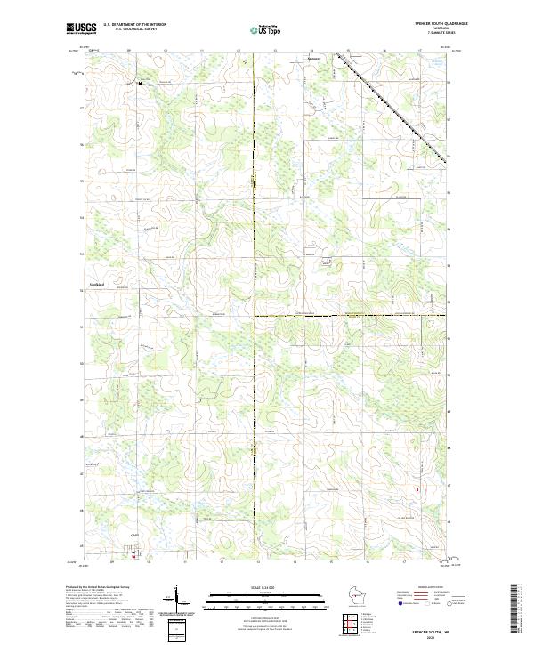 US Topo 7.5-minute map for Spencer South WI