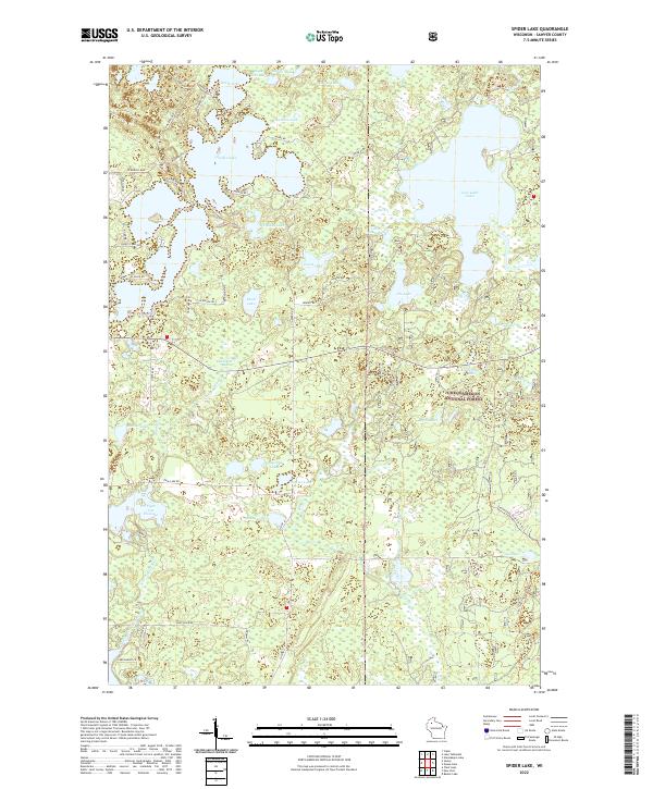 US Topo 7.5-minute map for Spider Lake WI