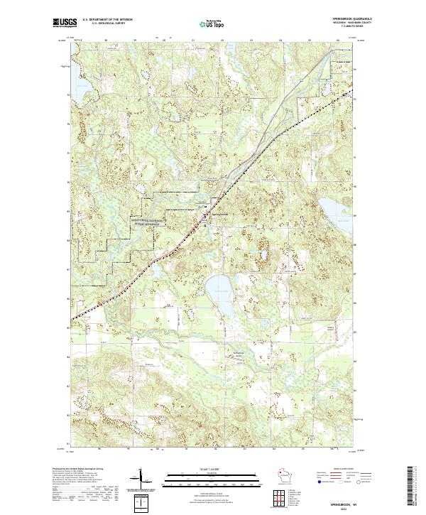 US Topo 7.5-minute map for Springbrook WI – American Map Store