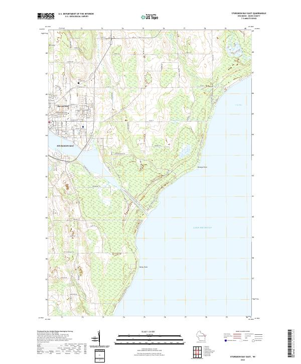 US Topo 7.5-minute map for Sturgeon Bay East WI