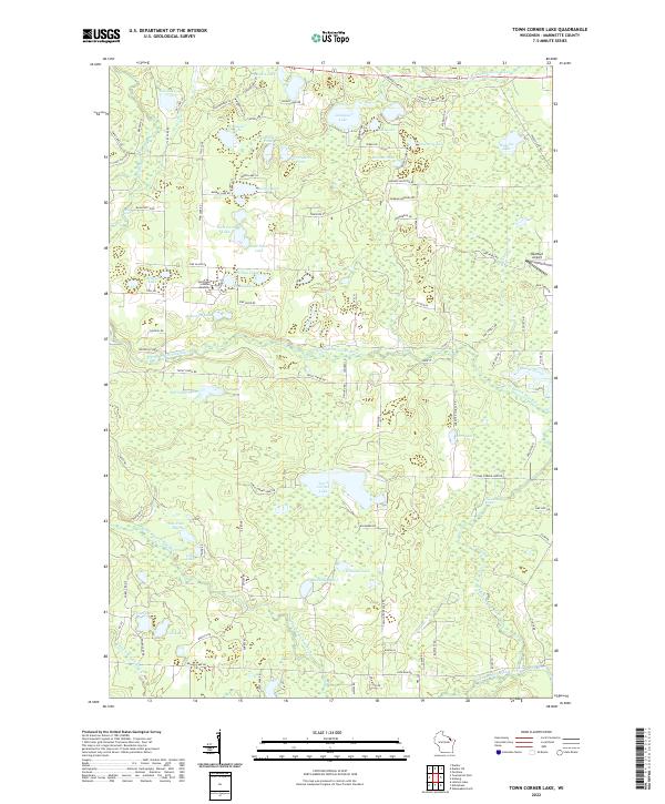 US Topo 7.5-minute map for Town Corner Lake WI