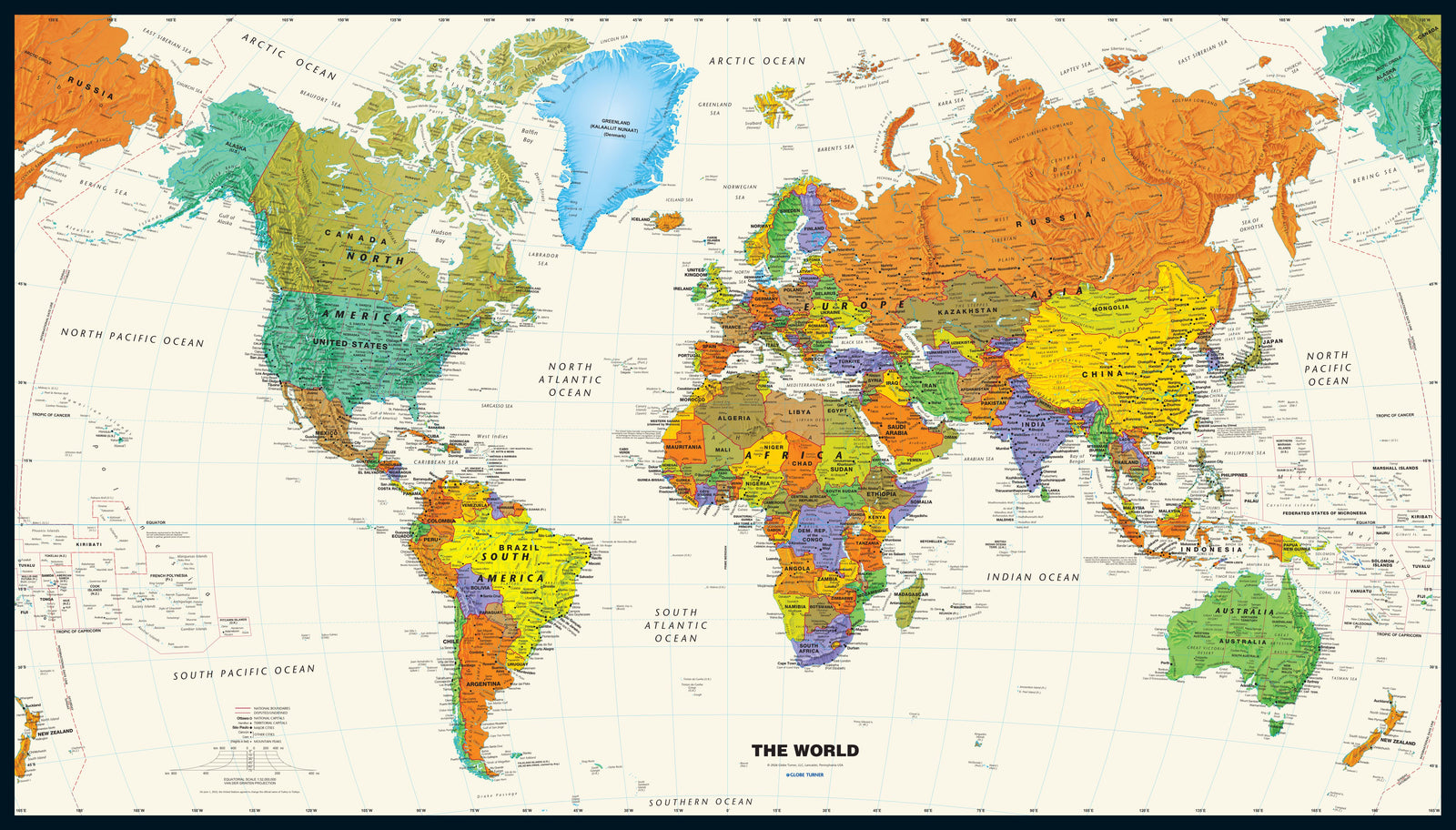 Contemporary World Wall Map by Globe Turner