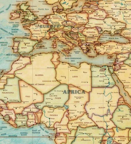 Antiqued World Wall Map