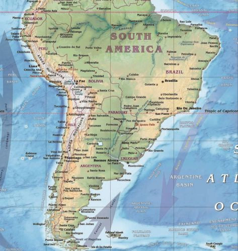 Western Hemisphere Wall Map
