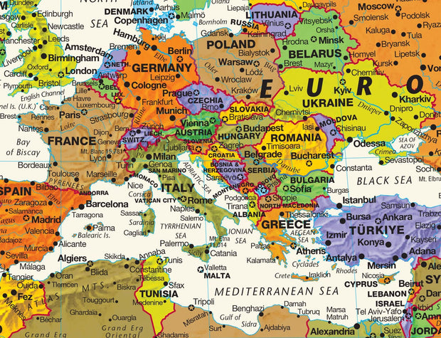 Contemporary World Wall Map with Flags by Globe Turner