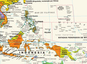 Mapamundi Contemporáneo en Español con Banderas