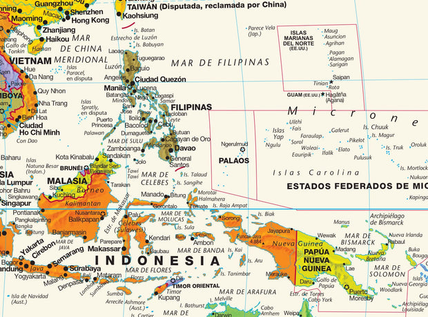 Mapamundi Contemporáneo en Español con Banderas