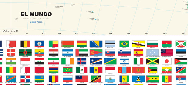 Mapamundi Contemporáneo en Español con Banderas