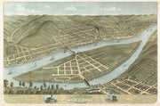 Aerial View of Wheeling, WV 1870