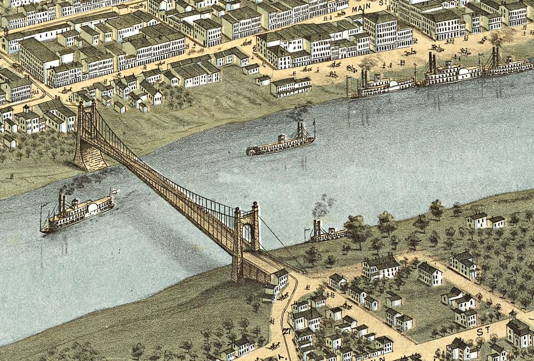 Aerial View of Wheeling, WV 1870