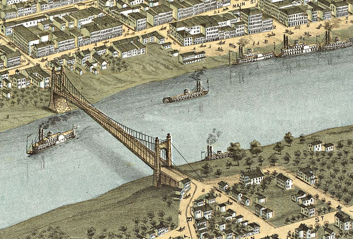 Aerial View of Wheeling, WV 1870