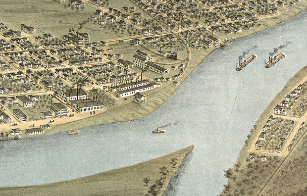 Aerial View of Wheeling, WV 1870