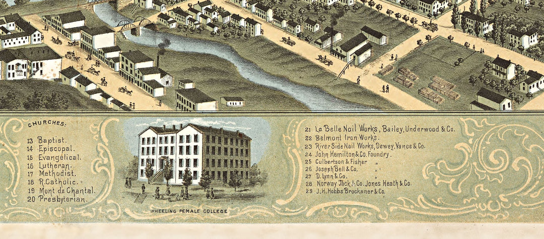 Aerial View of Wheeling, WV 1870