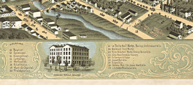 Aerial View of Wheeling, WV 1870