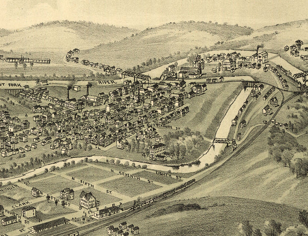 Bird's Eye View of Clarksburg, WV,  1898