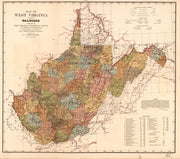 Map of the State of West Virginia Showing Railroads, 1917
