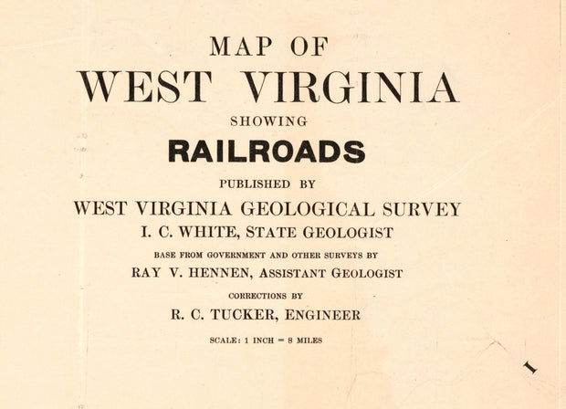 Map of the State of West Virginia Showing Railroads, 1917