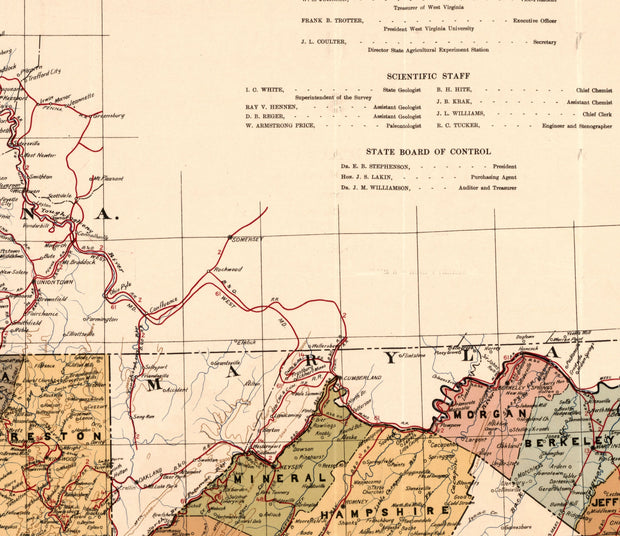 Map of the State of West Virginia Showing Railroads, 1917