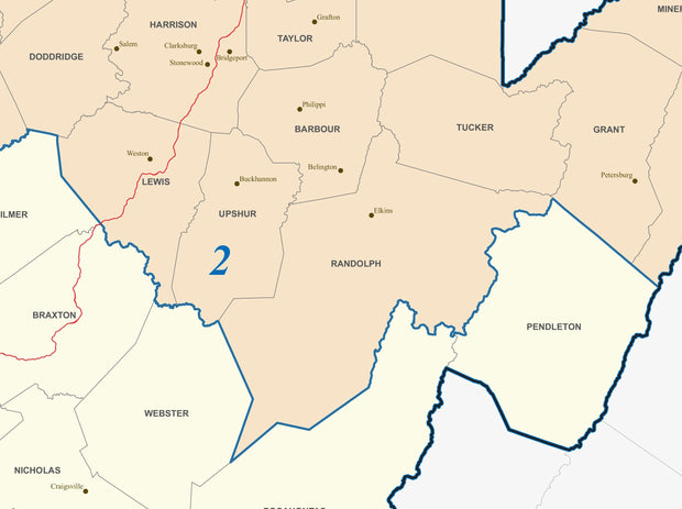 West Virginia Congressional District Wall Map