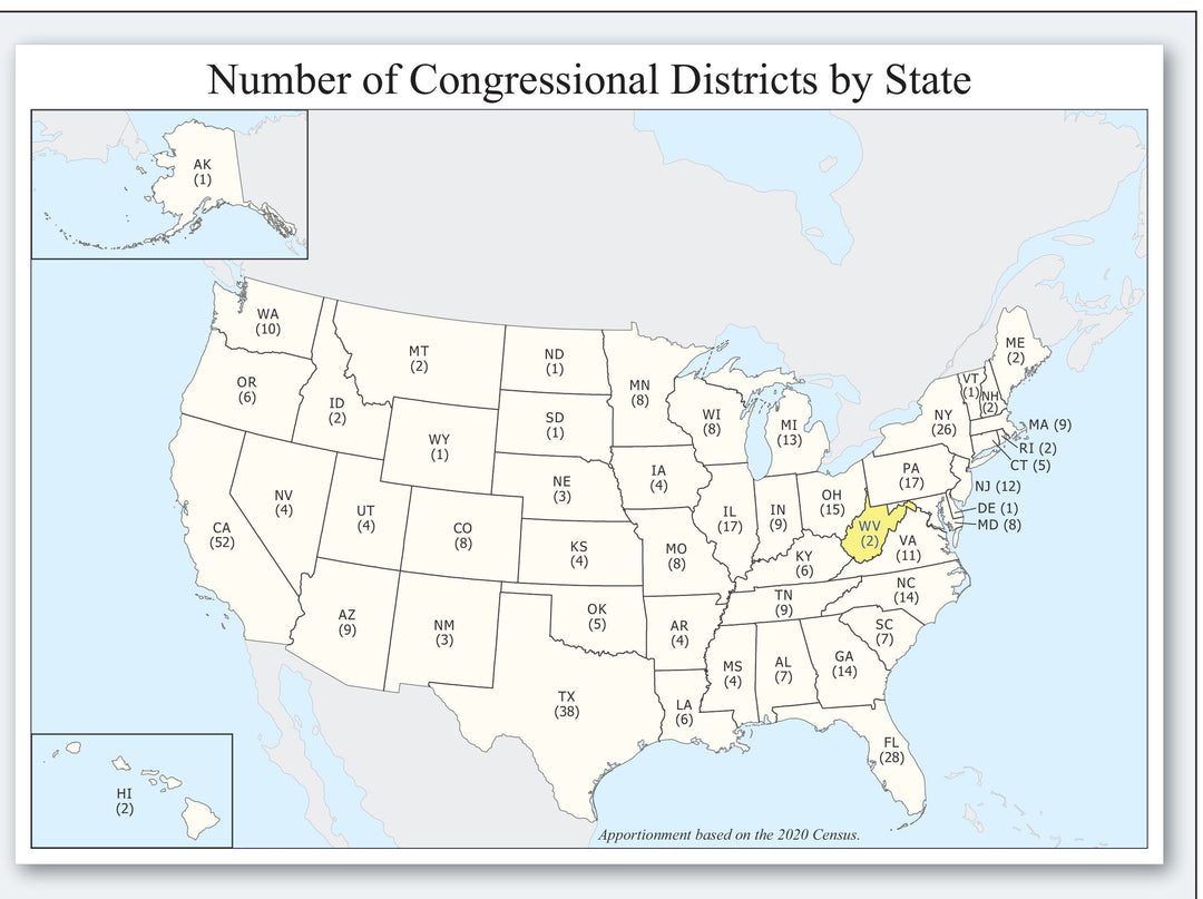 West Virginia Congressional District Wall Map