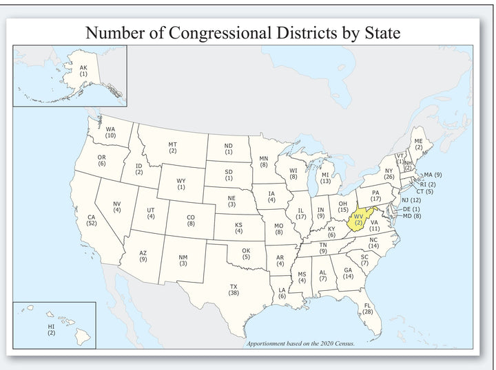 West Virginia Congressional District Wall Map