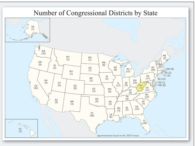 West Virginia Congressional District Wall Map