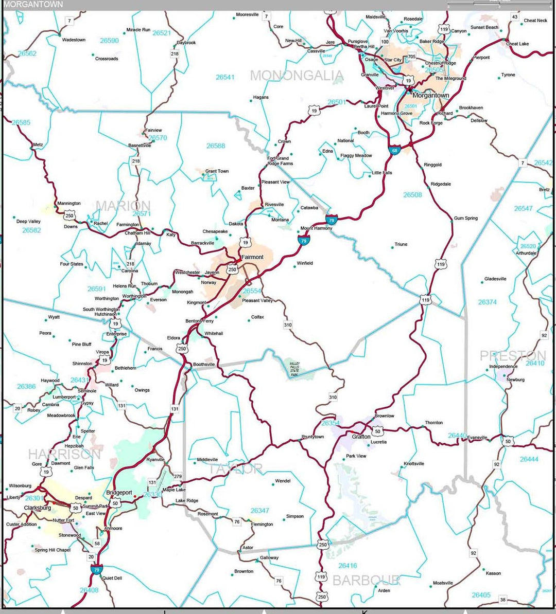 Premium Style Wall Map of West Virginia