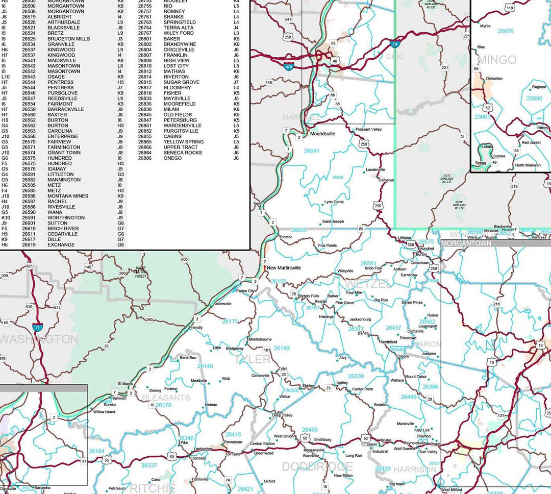Premium Style Wall Map of West Virginia