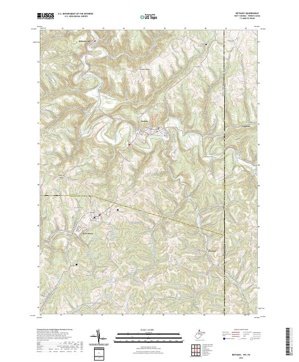 Bethanie Map US Topo 7.5-minute map for Bethany WVPA – American Map Store