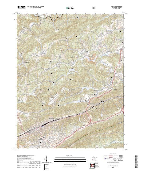 Bluefield Map US Topo 7.5-minute map for Bluefield WVVA – American Map Store