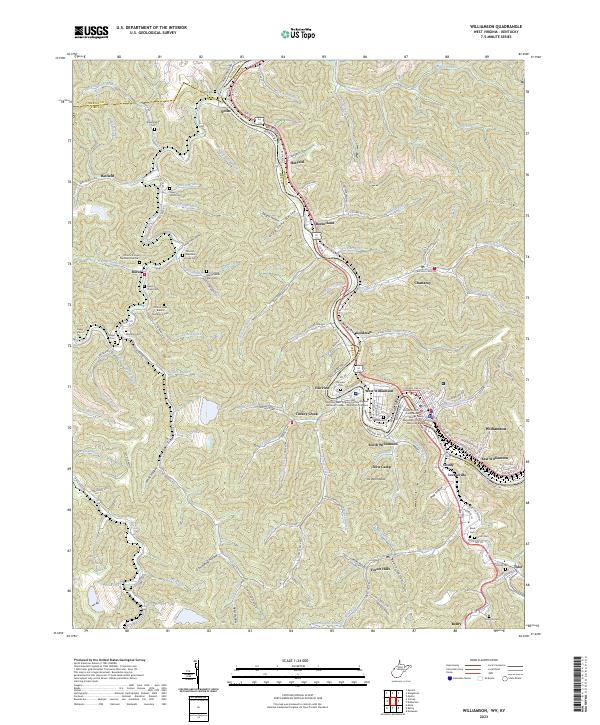 Williamson Valley Rd Map US Topo 7.5-minute map for Williamson WVKY – American Map Store