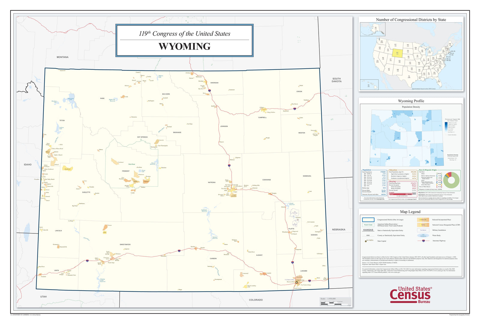 Wyoming Congressional District Wall Map