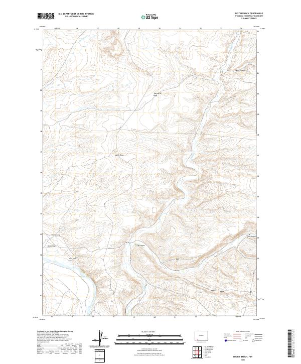 USGS US Topo 7.5-minute map for Austin Ranch WY 2021