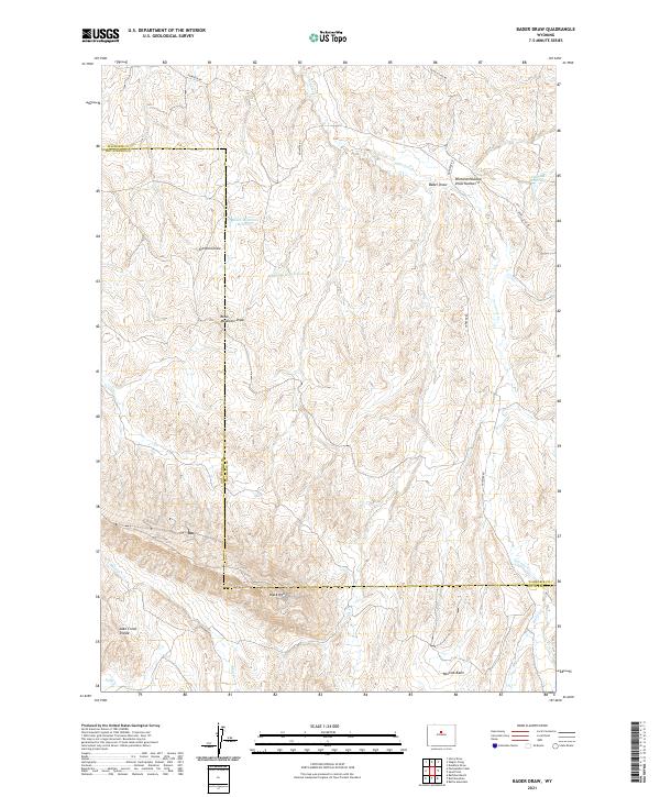 USGS US Topo 7.5-minute map for Bader Draw WY 2021