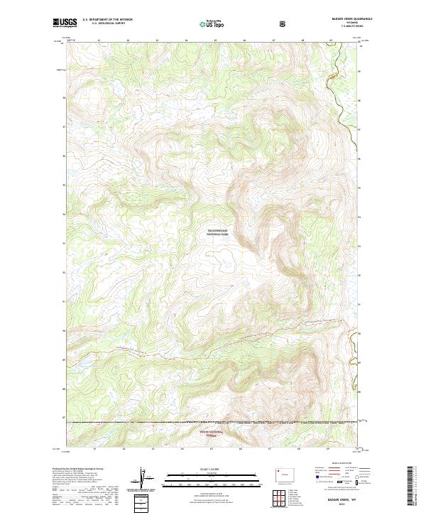 USGS US Topo 7.5-minute map for Badger Creek WY 2021