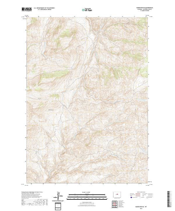 USGS US Topo 7.5-minute map for Badwater NE WY 2021