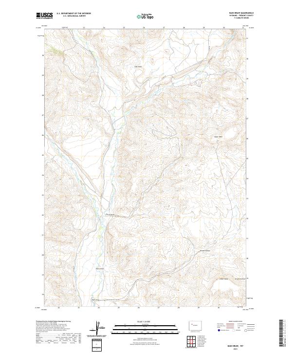 USGS US Topo 7.5-minute map for Bain Draw WY 2021