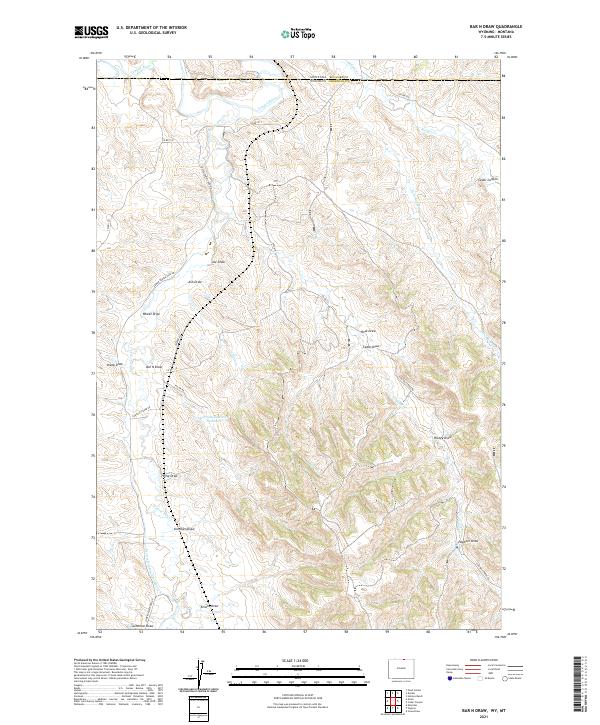 USGS US Topo 7.5-minute map for Bar N Draw WYMT 2021