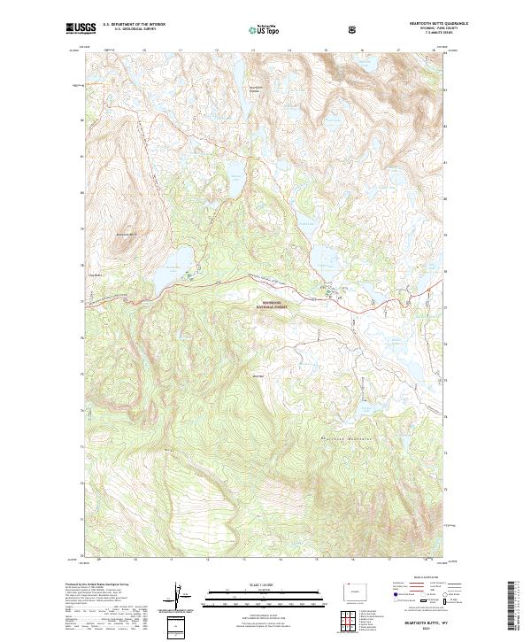 USGS US Topo 7.5-minute map for Beartooth Butte WY 2021
