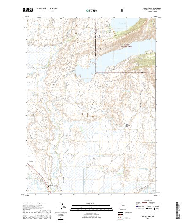 USGS US Topo 7.5-minute map for Boulder Lake WY 2021
