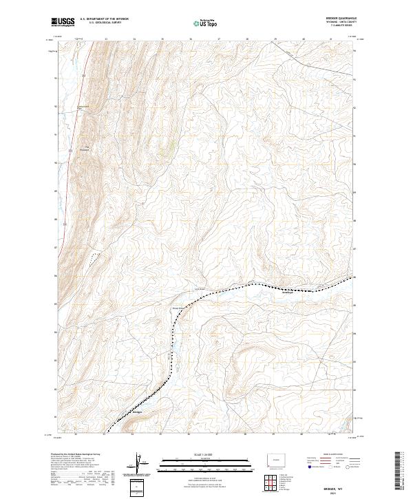 USGS US Topo 7.5-minute map for Bridger WY 2021