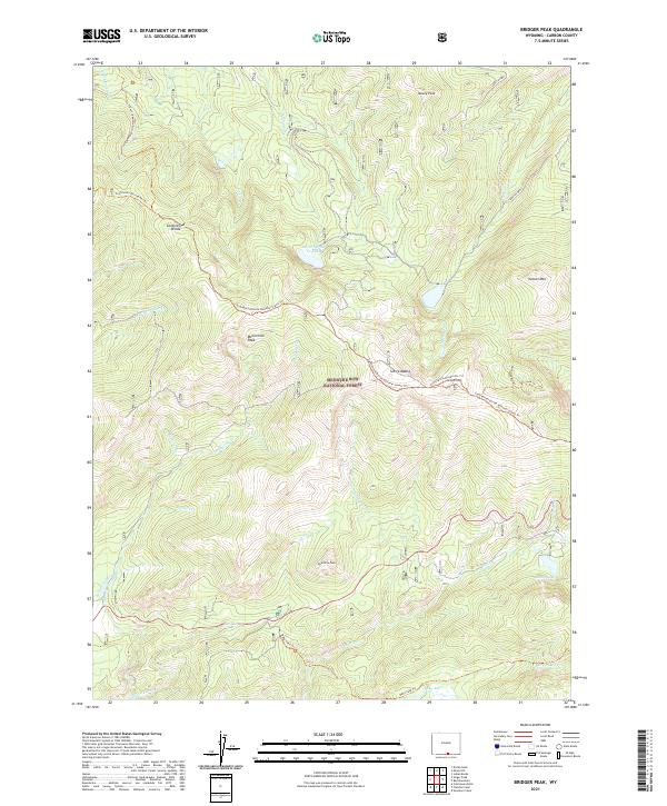 USGS US Topo 7.5-minute map for Bridger Peak WY 2021