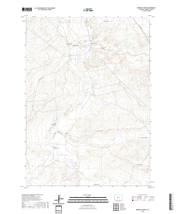 USGS US Topo 7.5-minute map for Bringolf Ranch WY 2021
