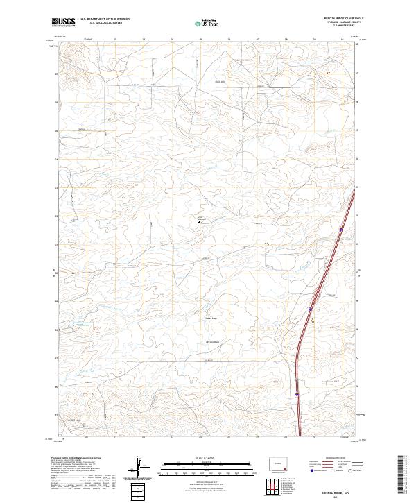 USGS US Topo 7.5-minute map for Bristol Ridge WY 2021