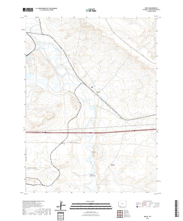 USGS US Topo 7.5-minute map for Bryan WY 2021